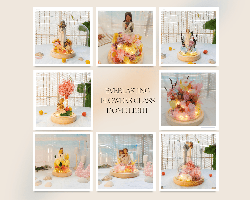 Everlasting Flowers Glass Dome Light - Floever
