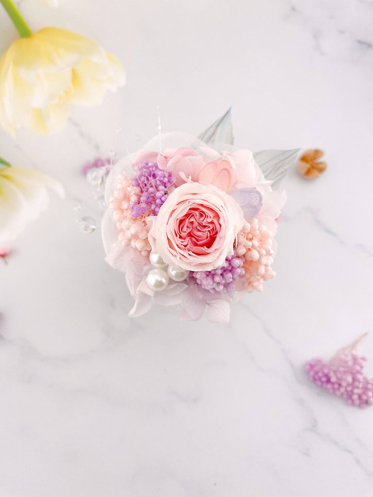 Everlasting Pink Rose Wrist Corsage - Floever