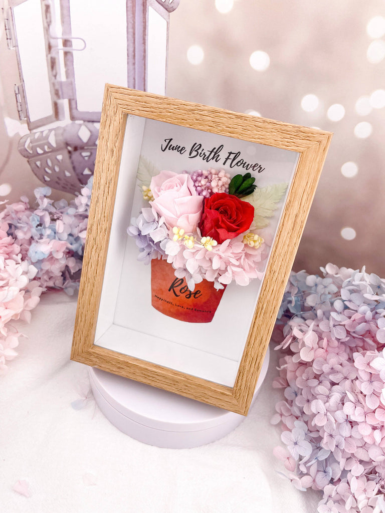 June Birth Flower Everlasting Rose Frame - Floever