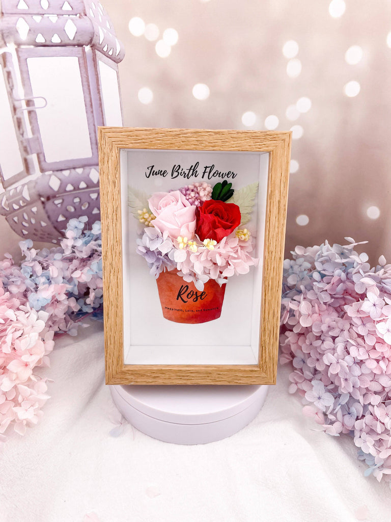 June Birth Flower Everlasting Rose Frame - Floever
