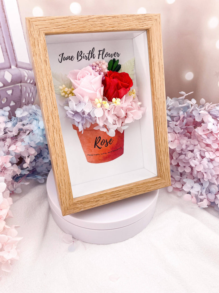 June Birth Flower Everlasting Rose Frame - Floever