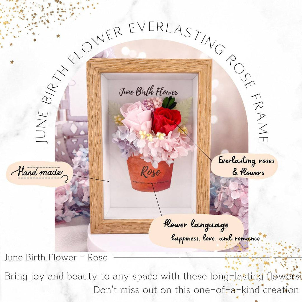 June Birth Flower Everlasting Rose Frame - Floever