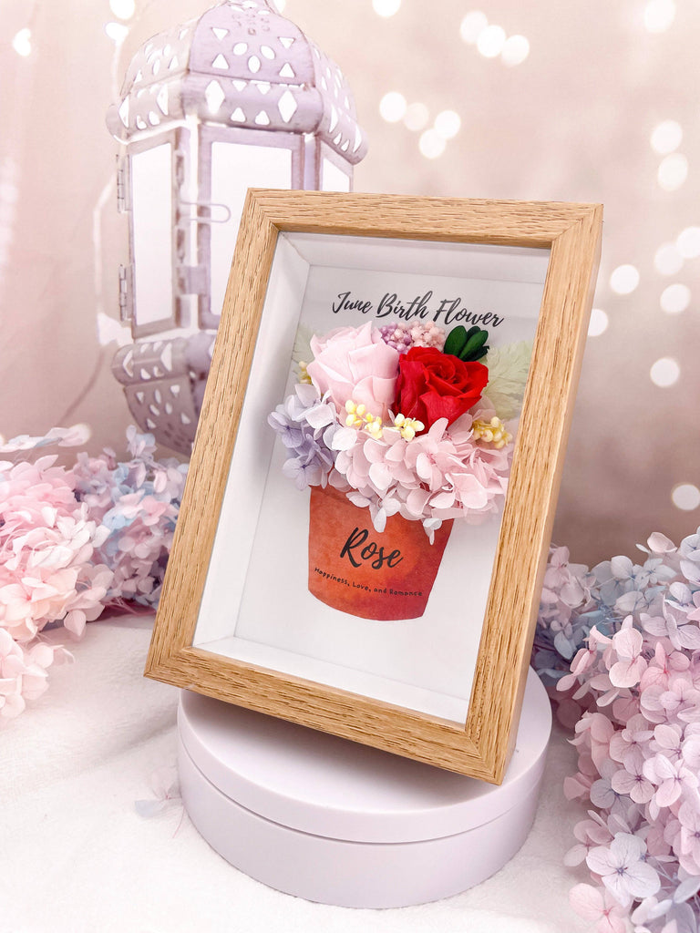 June Birth Flower Everlasting Rose Frame - Floever