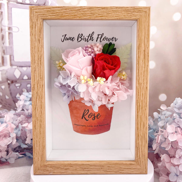 June Birth Flower Everlasting Rose Frame - Floever