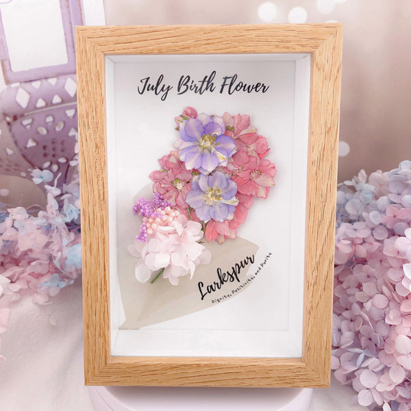 July Birth Flower Larkspur Frame - Floever