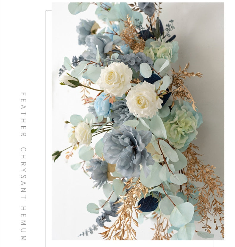 Twilight Serenity Blue & Gold Party Floral Decor - Floever