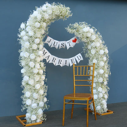 Pure Ivory Rose White Baby Breath Flower Arrangement - Floever