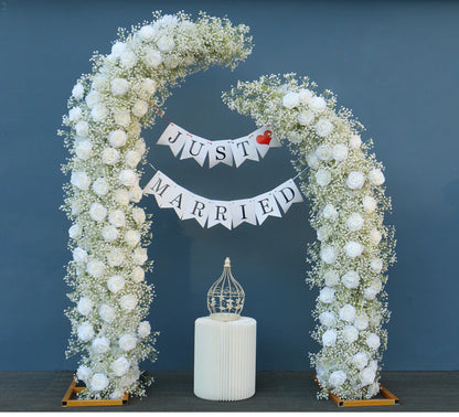 Pure Ivory Rose White Baby Breath Flower Arrangement - Floever