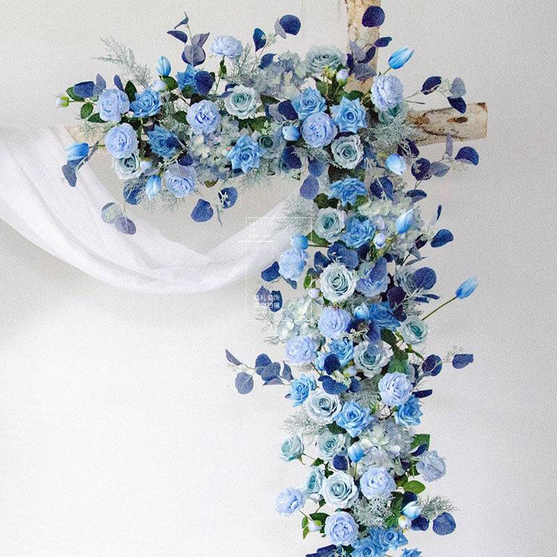 Tranquil Blue Rose Garden Arch - Elegant Outdoor Wedding & Party Decor - Floever