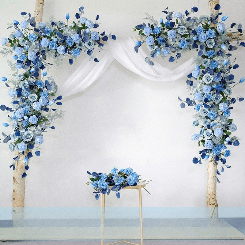 Tranquil Blue Rose Garden Arch - Elegant Outdoor Wedding & Party Decor - Floever