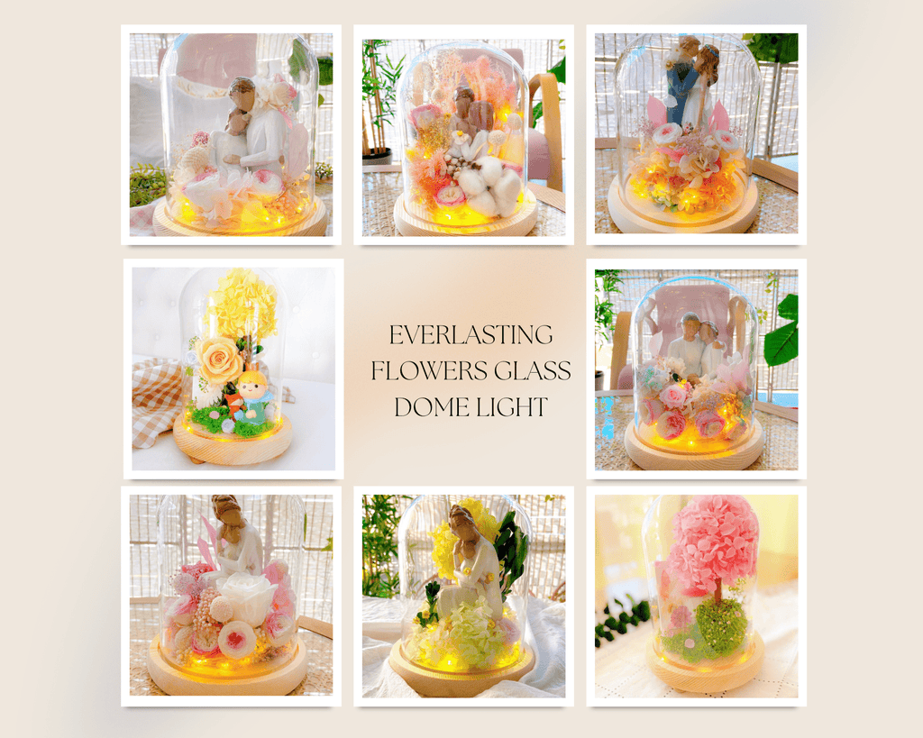 Everlasting Flowers Glass Dome Light - Floever