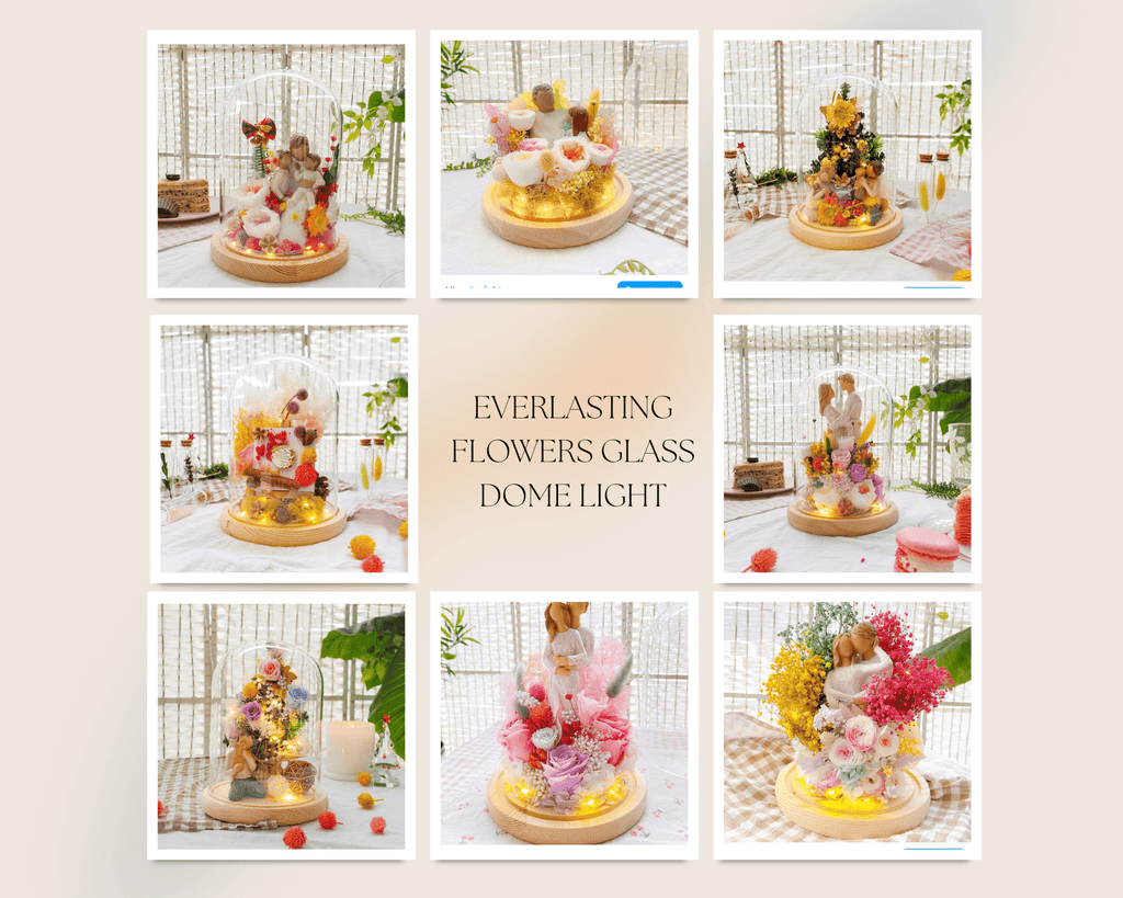 Everlasting Flowers Glass Dome Light - Floever