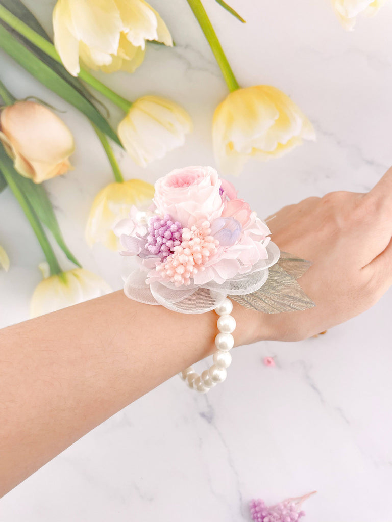 Everlasting Pink Rose Wrist Corsage - Floever