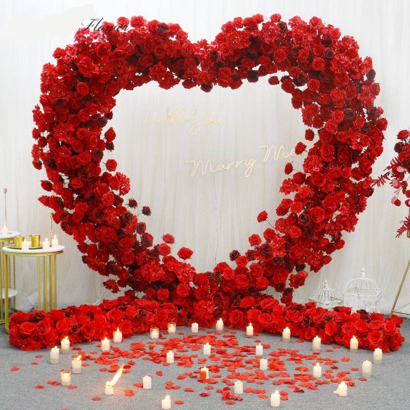 Romantic Red Rose Heart Floral Arrangement Arbor - Floever