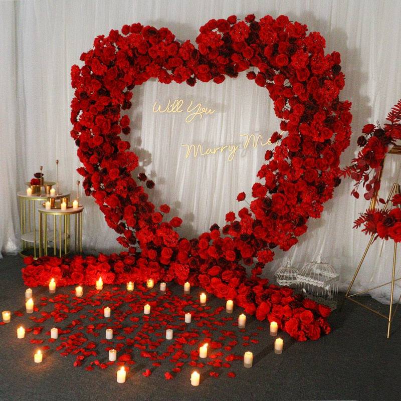 Romantic Red Rose Heart Floral Arrangement Arbor - Floever