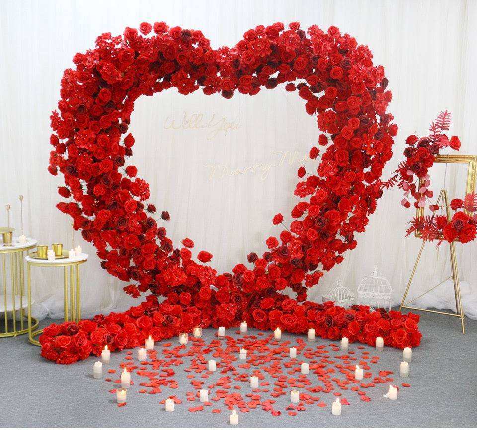 Romantic Red Rose Heart Floral Arrangement Arbor - Floever