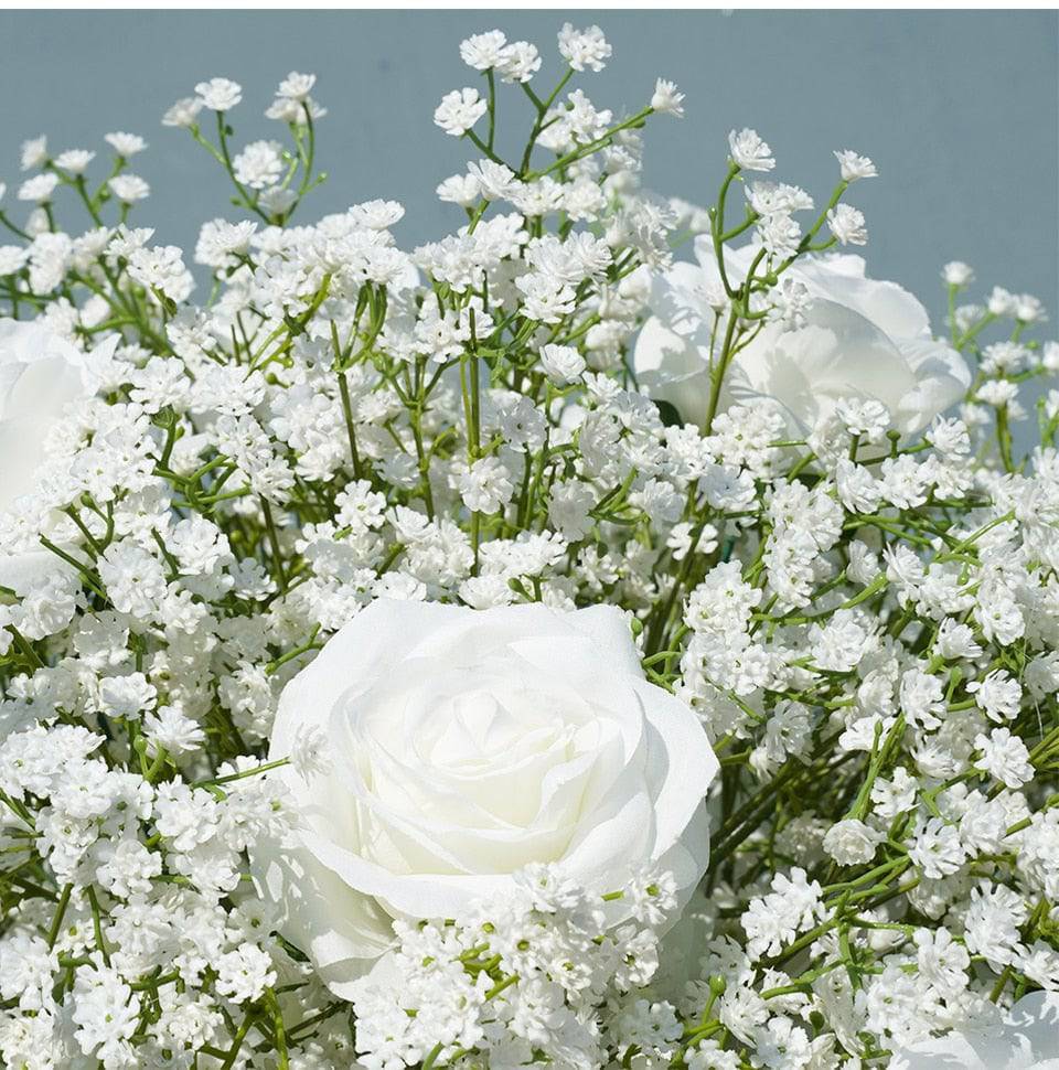 Elegant White Rose and Baby's Breath Flower Arrangement - Floever