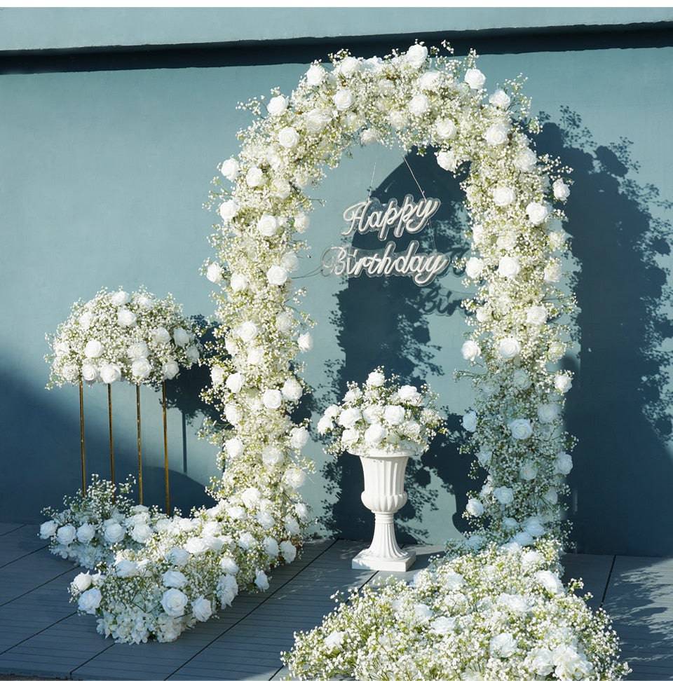 Elegant White Rose and Baby's Breath Flower Arrangement - Floever