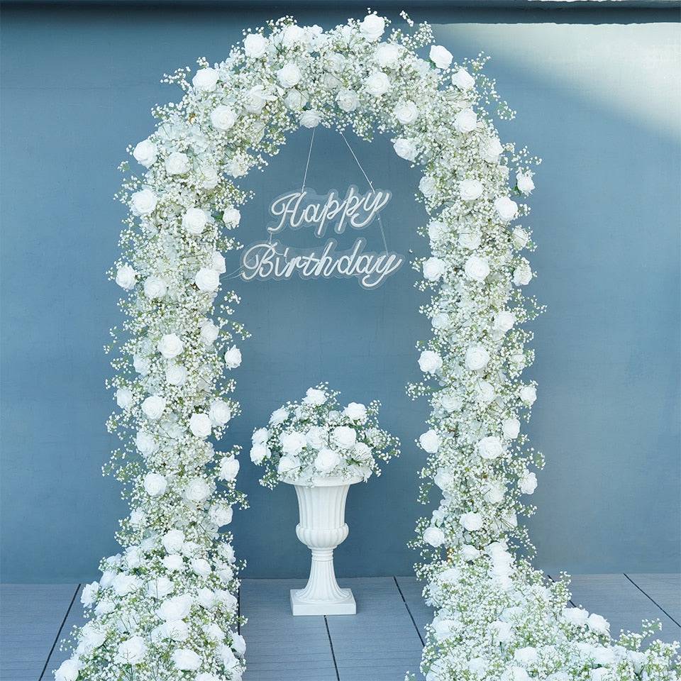 Elegant White Rose and Baby's Breath Flower Arrangement - Floever