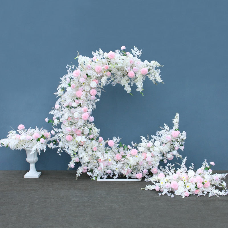 Luxury Moon Shape Arch Rose Flower Row Wedding Backdrop Party Decor Floral Stand - Floever's Life