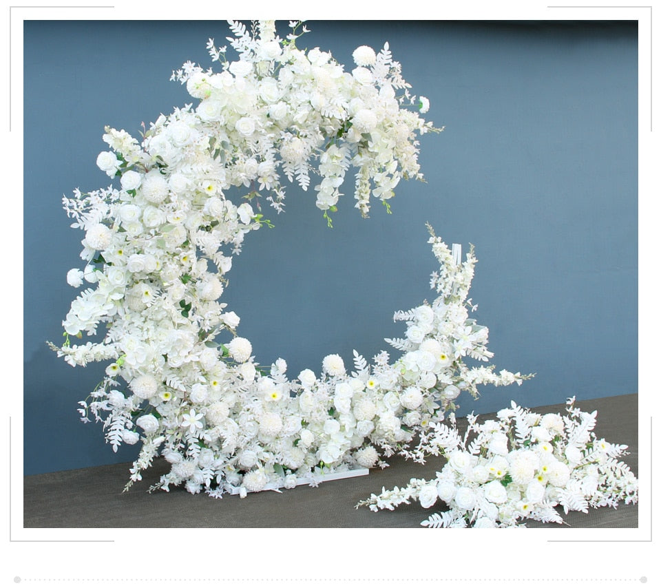 Luxury Moon Shape Arch Rose Flower Row Wedding Backdrop Party Decor Floral Stand - Floever's Life