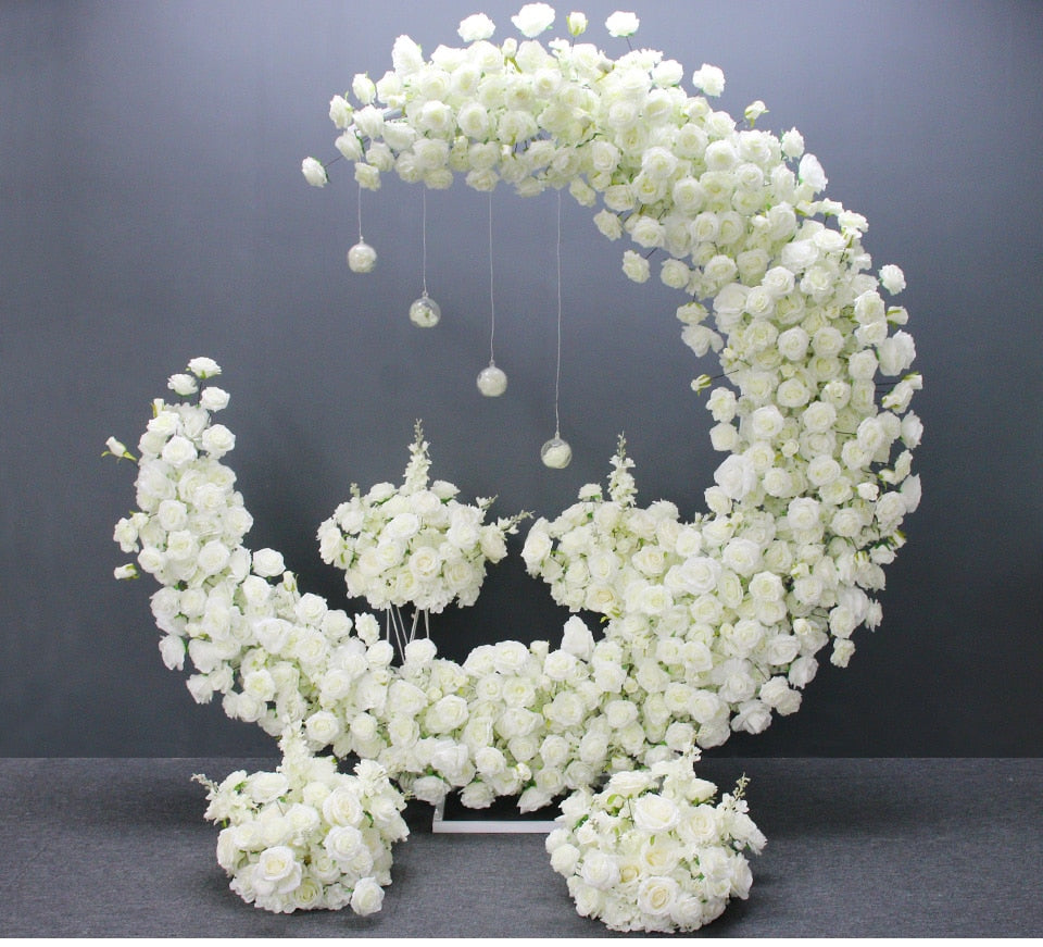 Luxury Moon Shape Arch Rose Flower Row Wedding Backdrop Party Decor Floral Stand - Floever's Life