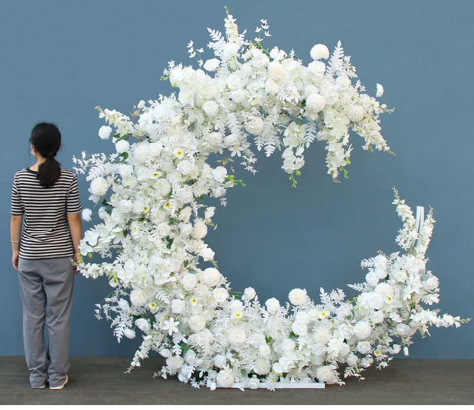 Luxury Moon Shape Arch Rose Flower Row Wedding Backdrop Party Decor Floral Stand - Floever's Life