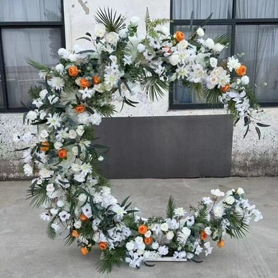 Luxury Moon Shape Arch Rose Flower Row Wedding Backdrop Party Decor Floral Stand - Floever's Life