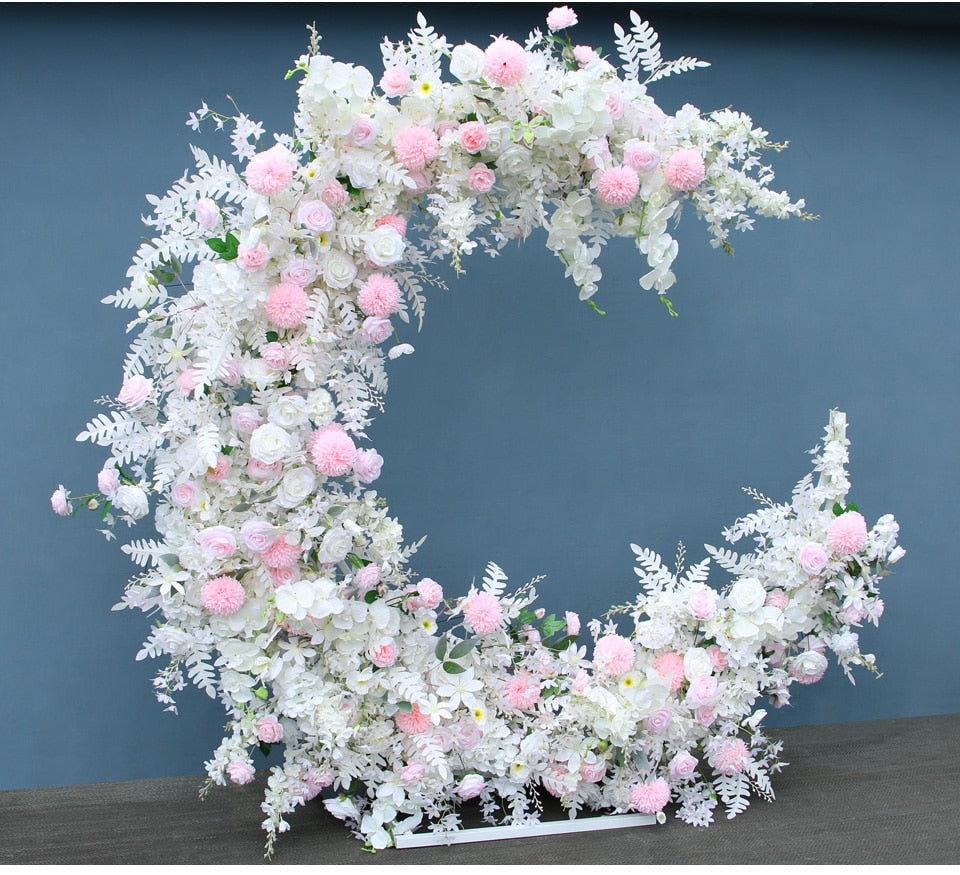 Luxury Moon Shape Arch Rose Flower Row Wedding Backdrop Party Decor Floral Stand - Floever's Life