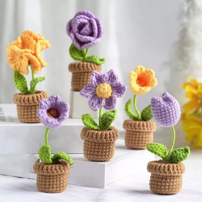 Hand-Knitted Flower in Pot - Floever_Flowers