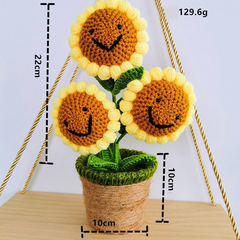 Hand-Knitted Flowers in Pot - Floever_Flowers