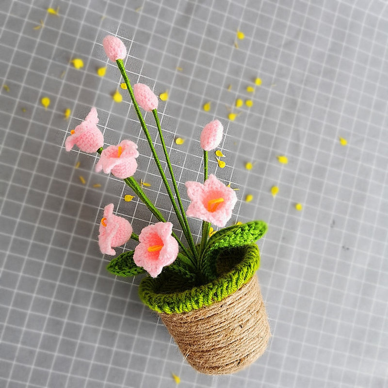 Hand-Knitted Flowers in Pot - Floever_Flowers