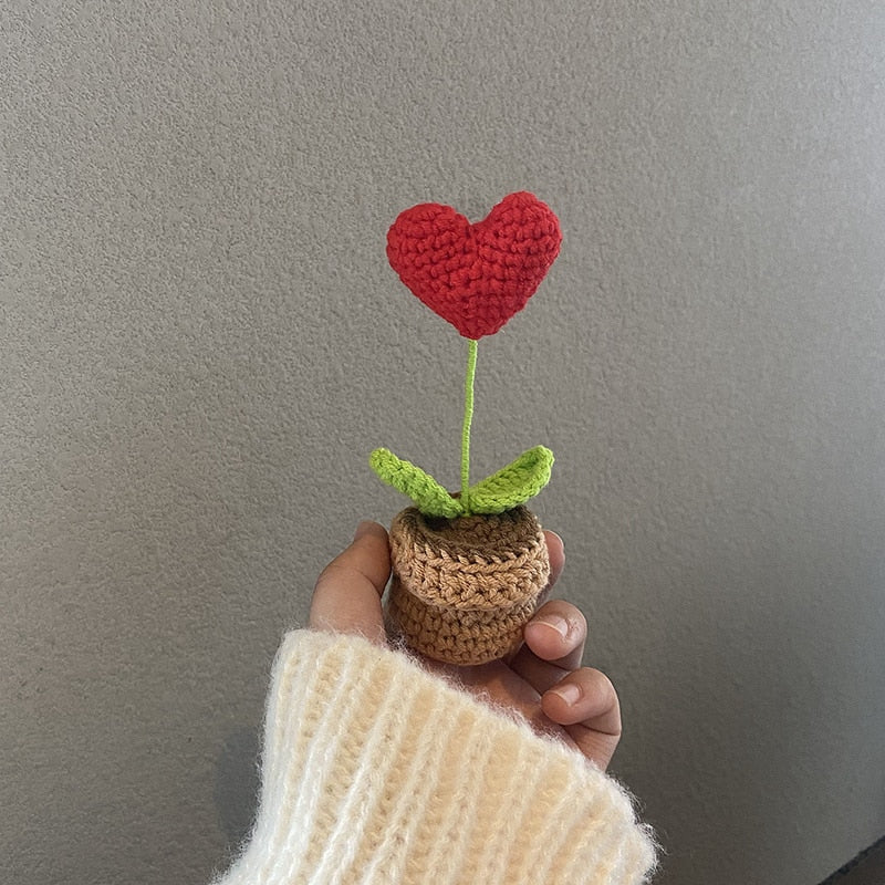 Hand-Knitted Flower in Mini Pot - Floever's Life