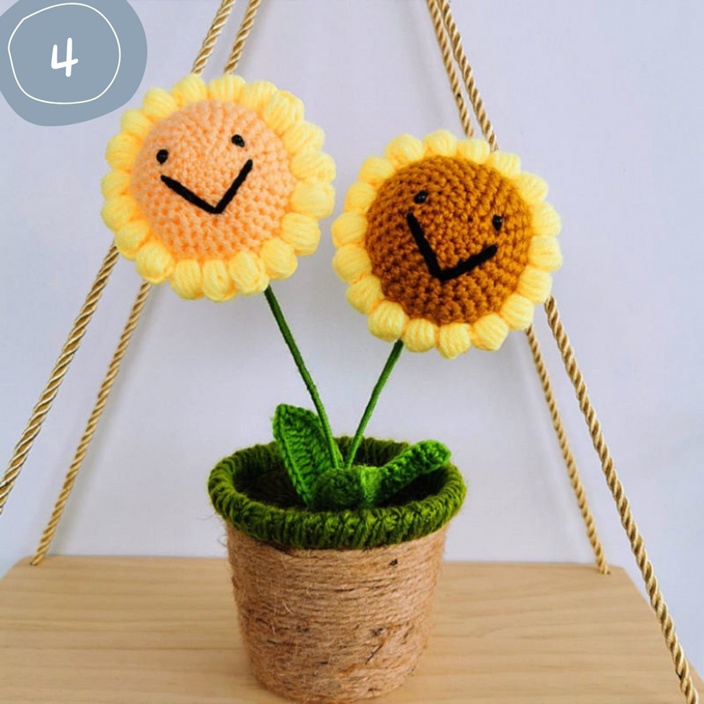 Hand-Knitted Flowers in Pot - Floever_Flowers