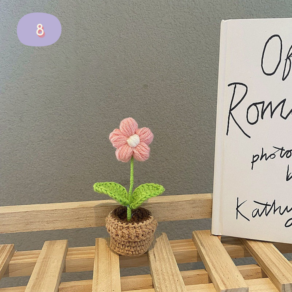 Hand-Knitted Flower in Mini Pot - Floever_Flowers